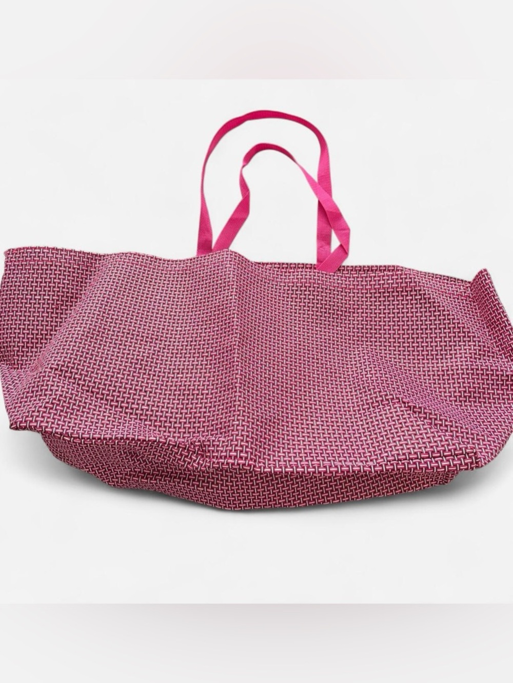 Large Pink Woven Tote Bag